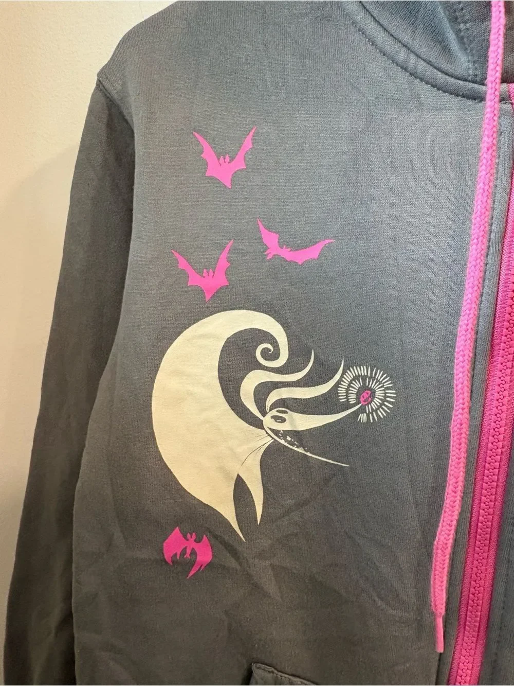 Disney The Pumpkin King Gray & Pink Zip Hoodie